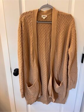 Pact Open-Front Textured Knit Cardigan - Camel